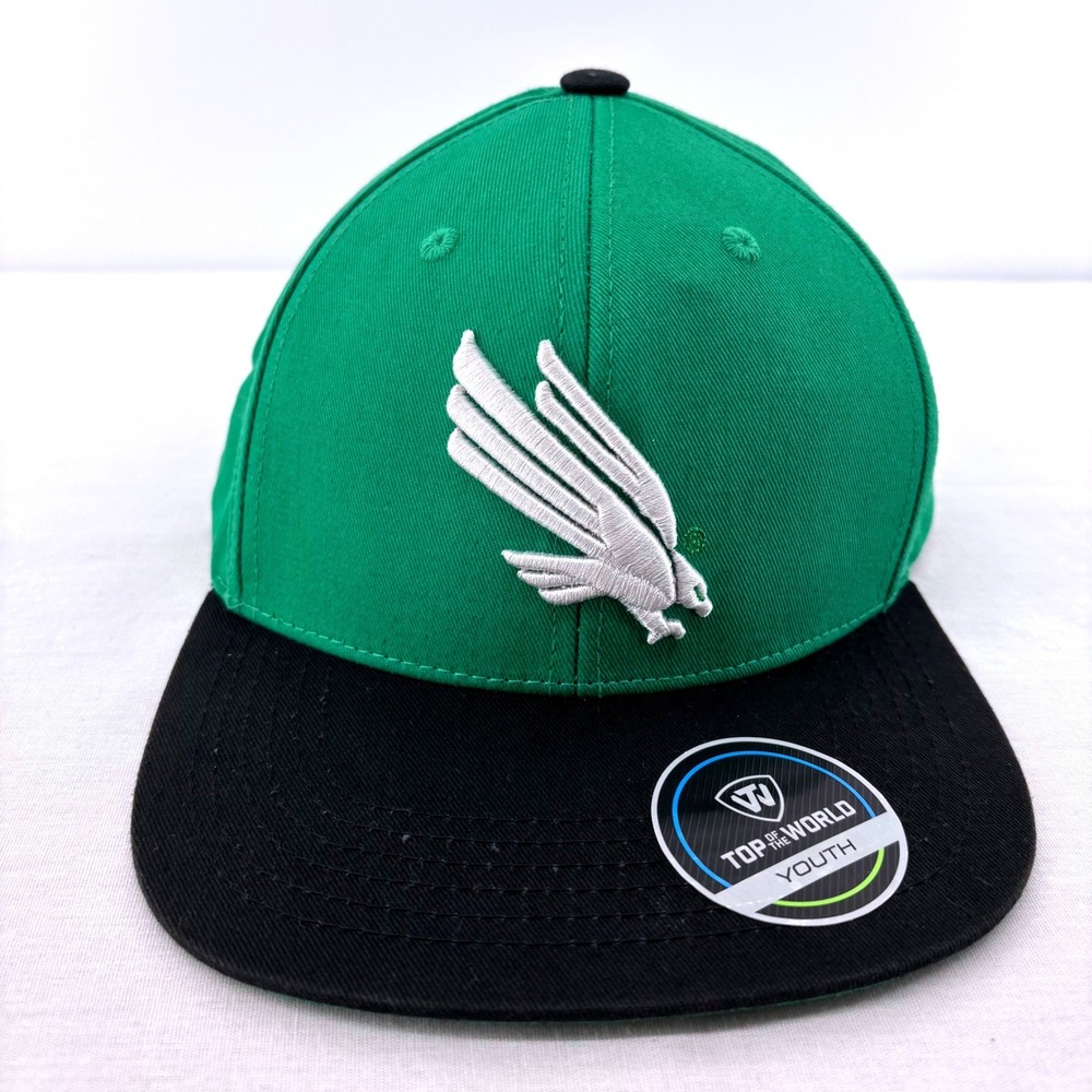 UNT North Texas Mean Green Eagle Cap Youth One Size Green Snapback Embroider NEW
